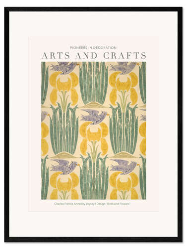 Impression artistique encadrée Arts and Crafts - Birds and Flowers Design I