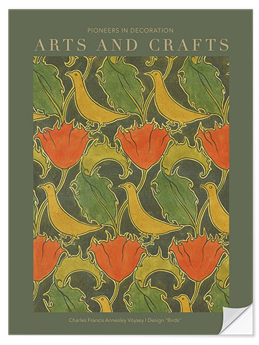 Selvklebende plakat Arts and Crafts - The Voysey Birds II