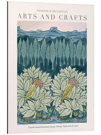 Magnettafel Arts and Crafts - Vögel mit Tannenbäumen I