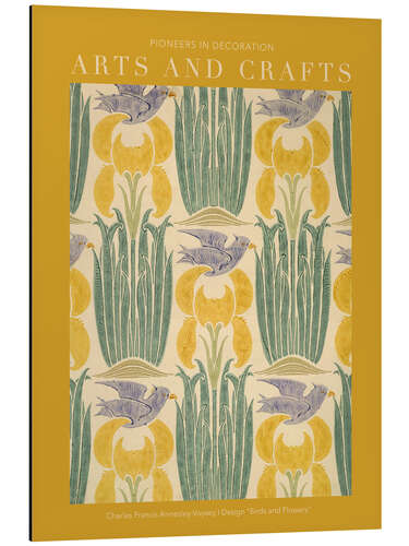 Aluminiumsbilde Arts and Crafts - Birds and Flowers Design II