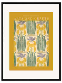 Gerahmter Kunstdruck Arts and Crafts - Vögel und Blumen Design II
