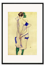 Gerahmter Kunstdruck Stehendes Mädchen mit blauem Kleid und grünen Strümpfen, 1913