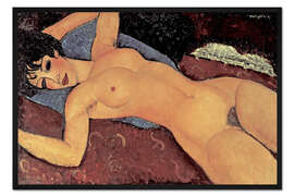 Gerahmter Kunstdruck Roter Frauenakt (Schlafender Akt, die Arme geöffnet), 1917