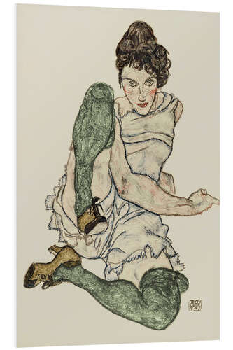 Tableau en PVC Hand Drawings, Seated Woman with Green Stockings, 1920