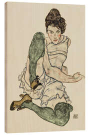 Wood print Hand Drawings, Seated Woman with Green Stockings, 1920