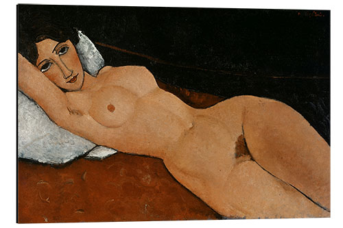 Stampa su alluminio Reclining Female Nude on a White Cushion, 1917/18