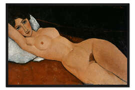 Gerahmter Kunstdruck Liegender Frauenakt auf weißem Kissen, 1917/18