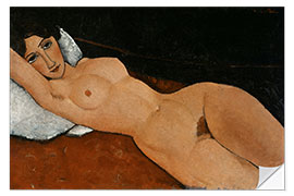 Sticker mural Reclining Female Nude on a White Cushion, 1917/18