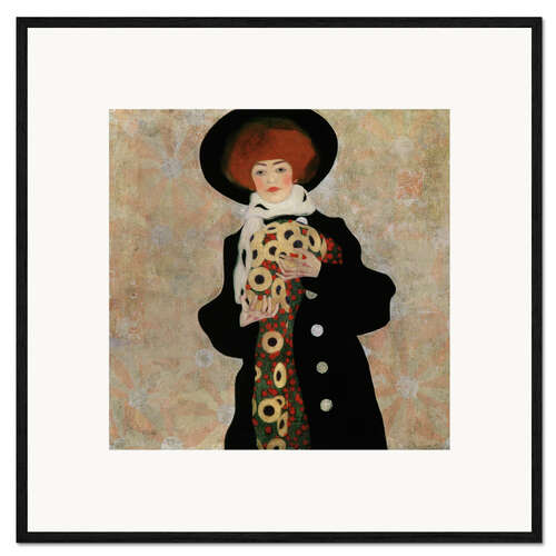 Ingelijste kunstdruk Portrait of a woman with a black hat, 1909