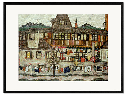 Impressão artística com moldura House with laundry drying, 1917