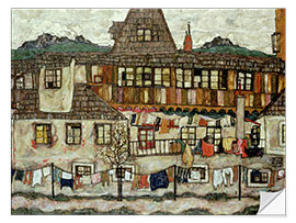 Selvklæbende plakat House with laundry drying, 1917