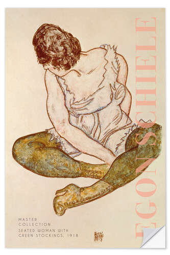 Sticker mural Seated Woman With Green Stockings, 1918