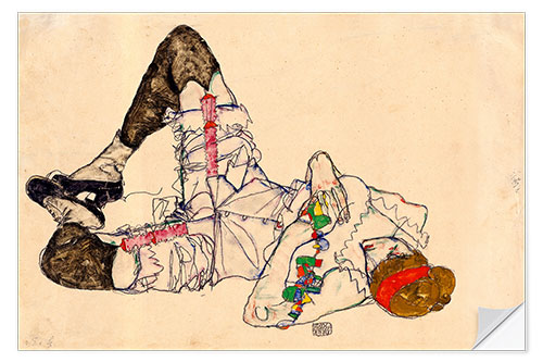 Muursticker Woman Lying on Her Back