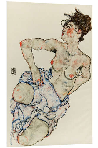 PVC-taulu Hand Drawings, Kneeling Female Half Nude, 1917