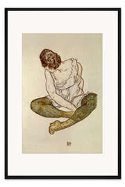 Gerahmter Kunstdruck Sitzende Frau mit grünen Strümpfen, 1918
