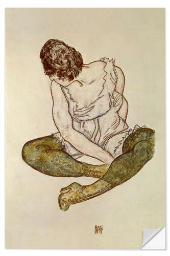 Wall sticker Seated Woman With Green Stockings, 1918