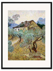 Gerahmter Kunstdruck Weißes Bauernhaus zwischen Olivenbäumen, 1889