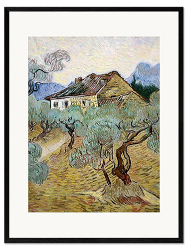 Gerahmter Kunstdruck Weißes Bauernhaus zwischen Olivenbäumen, 1889