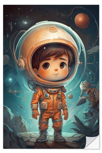 Selvklebende plakat The little Astronaut