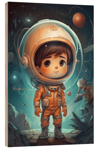 Wood print The little Astronaut