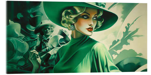 Akrylbilde Lady in Green III - Art Deco