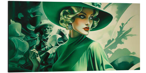 Aluminium print Lady in Green III - Art Deco