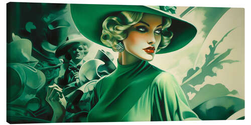 Canvastavla Lady in Green III - Art Deco
