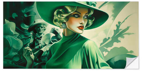 Wall sticker Lady in Green III - Art Deco