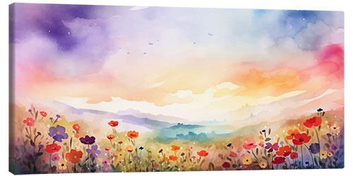 Canvas print Flower Meadow in Summer Evening