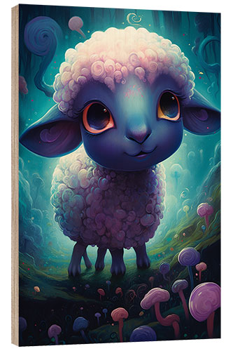 Tableau en bois The little Sheep