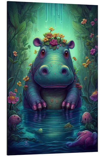 Aluminiumtavla The little Hippopotamus