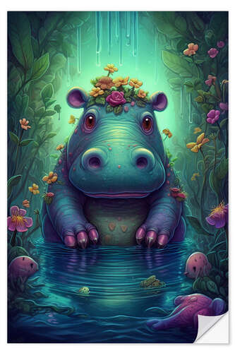 Selvklebende plakat The little Hippopotamus