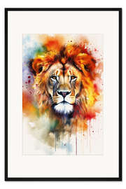 Gerahmter Kunstdruck Farbenprächtiger Löwe