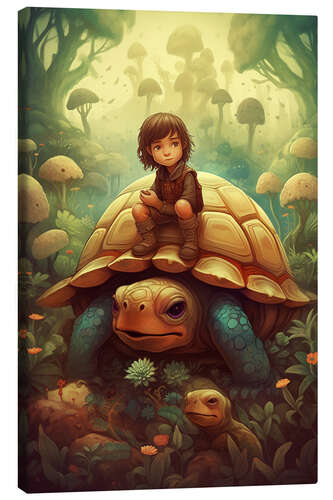 Canvas print The Little Boy and the Turtle