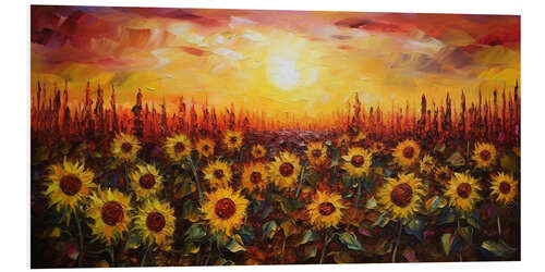 Tableau en PVC Sunflower Field at Sunset