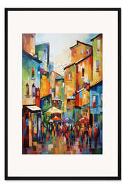 Gerahmter Kunstdruck Menschen in der Stadt