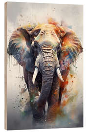 Quadro de madeira  Watercolor Elephant - Michael artefacti