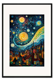 Gerahmter Kunstdruck Nachtgeflüster in der Stadt