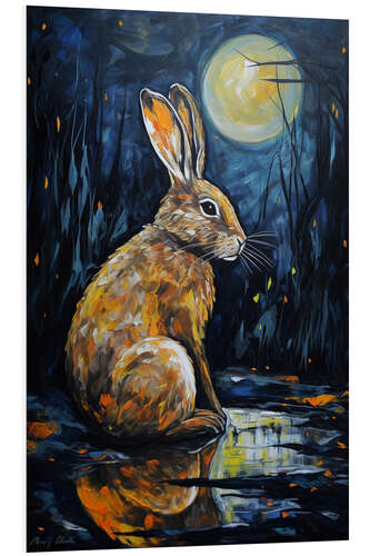 Tableau en PVC A Rabbit in the Moonlight