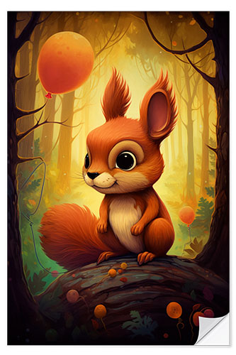 Selvklebende plakat The Little Squirrel