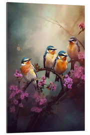 Gallery print Birds with Pink Flowers