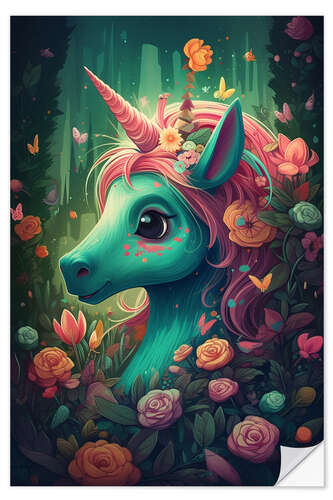 Selvklebende plakat Fairytale Unicorn