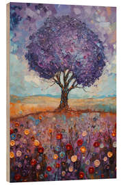 Wood print Lavender Tree