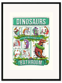 Kehystetty taidepainatus Dinosaurs in the Bathroom