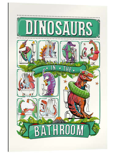 Stampa su plexi-alluminio Dinosaurs in the Bathroom