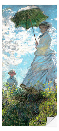Sticker pour porte Femme au parasol, Madame Monet et son fils