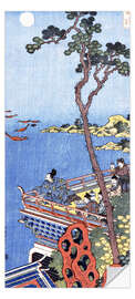 Dørtapet Abe No Nakamaro Gazing at the Moon from a Terrace - Katsushika Hokusai