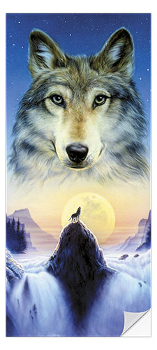 Deursticker Kosmische wolf