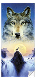 Deursticker Kosmische wolf - Andrew Farley