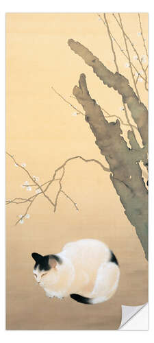Dørtapet Cat and plum blossoms
